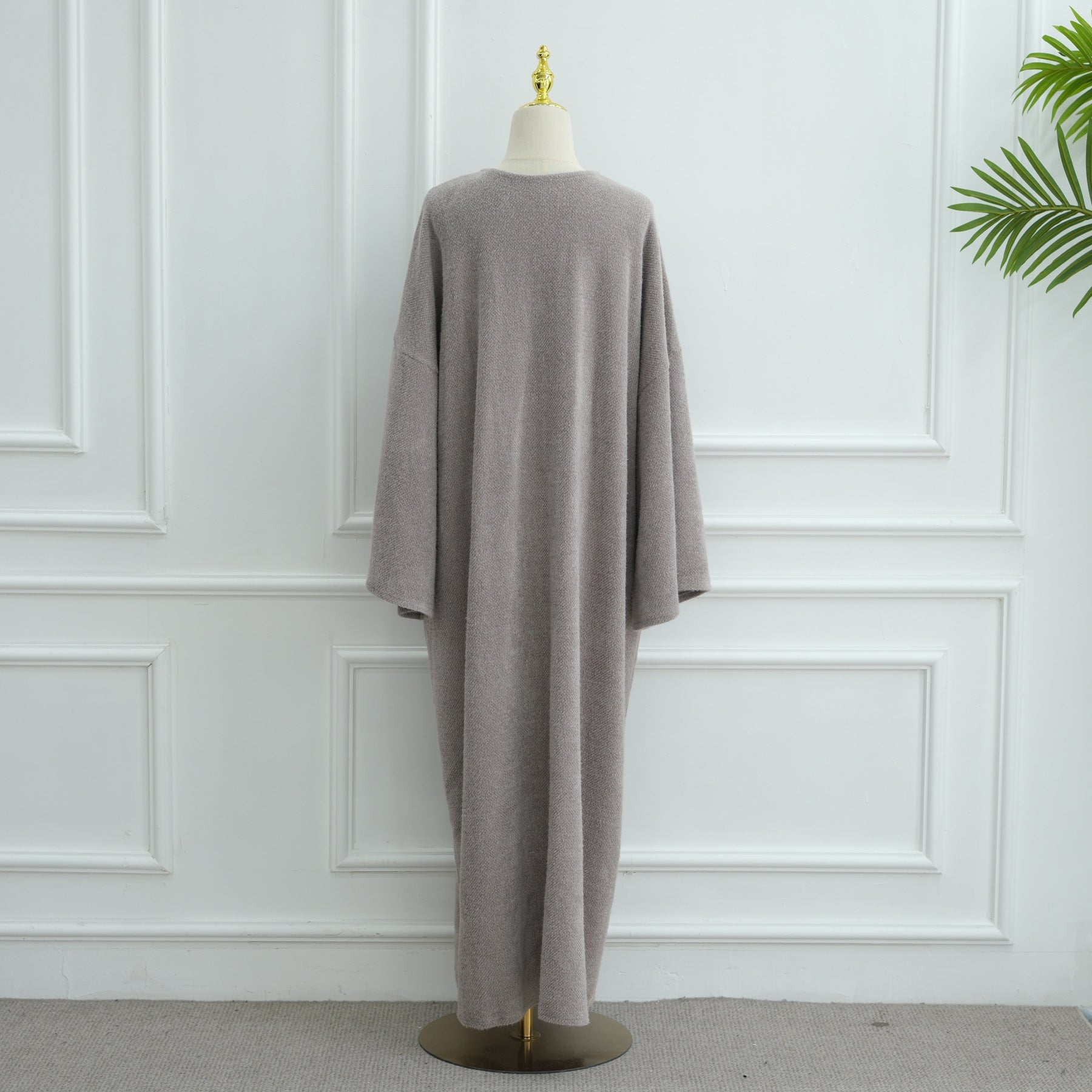 LR1125  Thick Winter Abaya Cardigan with Belt
