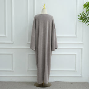 LR1125  Thick Winter Abaya Cardigan with Belt