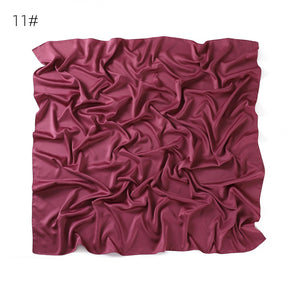 YZ104  110cm cross-border new large size breathable soft matte imitation silk color Ding pure color square scarf scarf