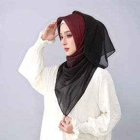 FH164  110*110cm  Printed Ombre Voile Square Scarf