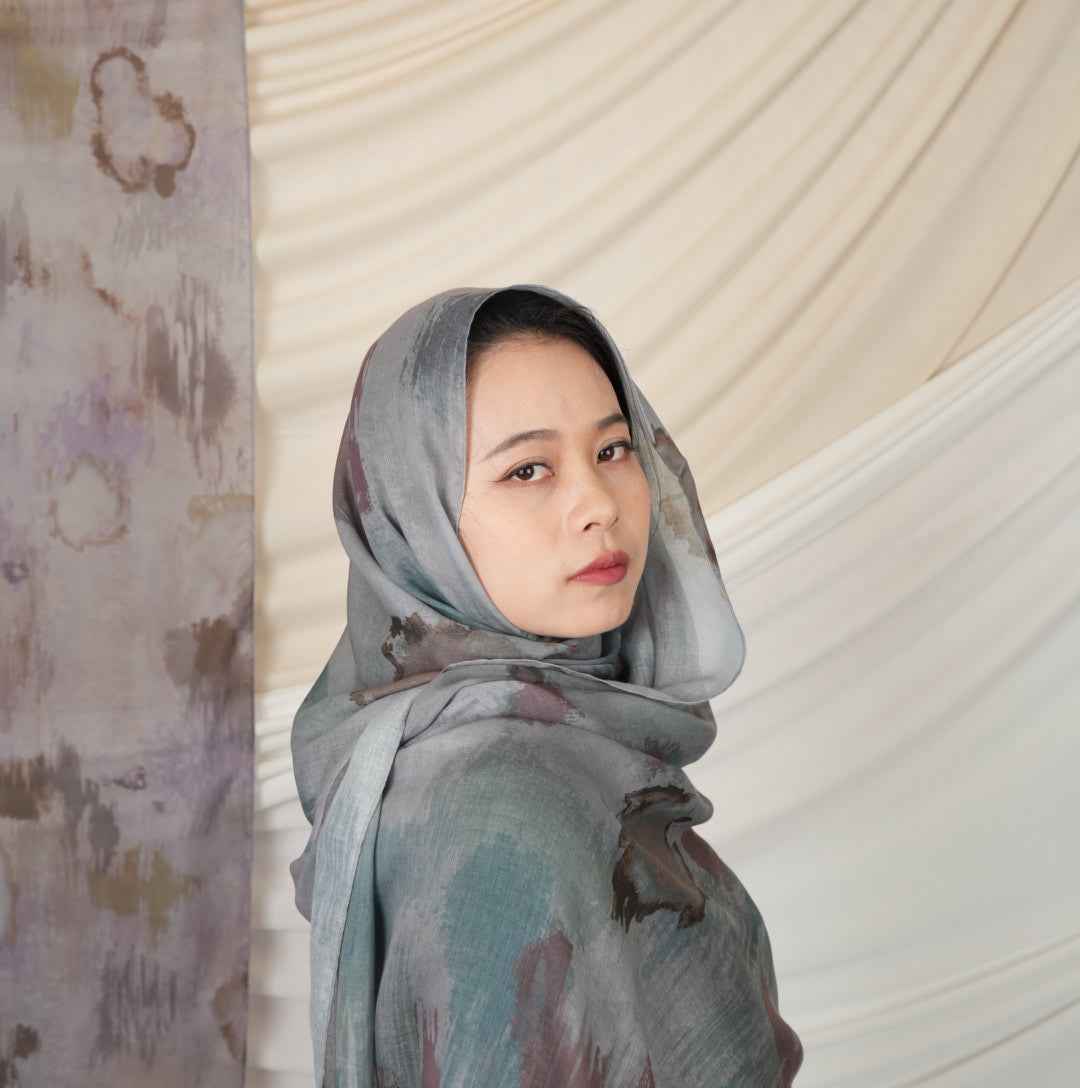 MD021  Modal polyester-cotton tie-dye single stitch Muslim hijab