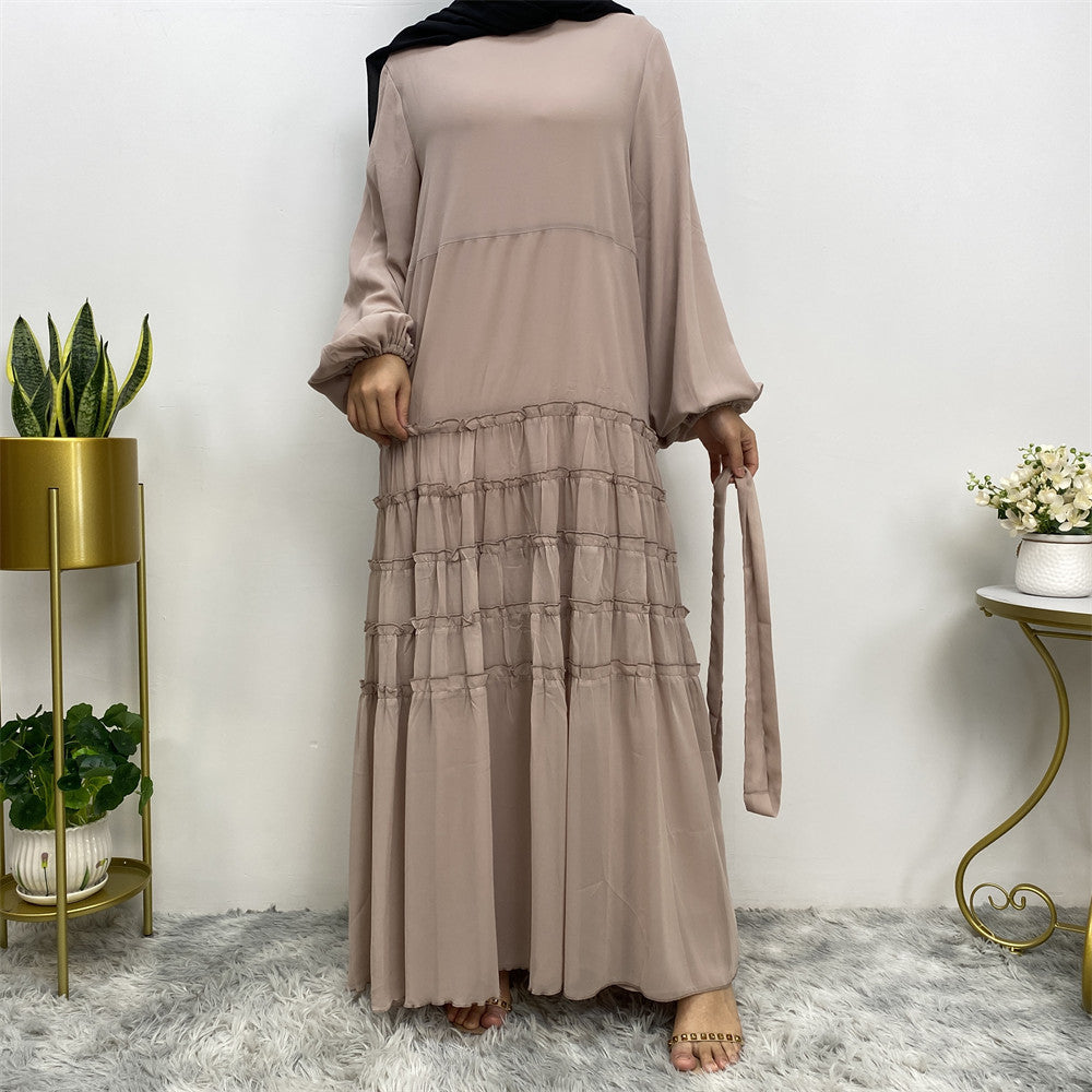 6527 plain chiffon muslim abaya dress