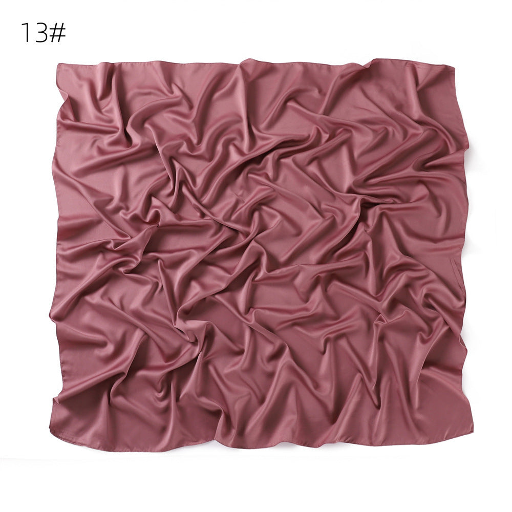 YZ190   90cm matte color ding imitation silk satin solid color square scarf shawl scarf dual purpose scarf scarf woman