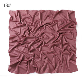 YZ190   90cm matte color ding imitation silk satin solid color square scarf shawl scarf dual purpose scarf scarf woman