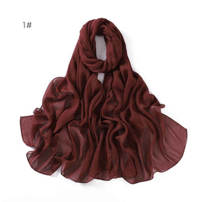 YZ175  Plain Lurex Chiffon Hijab with Fine Pleats