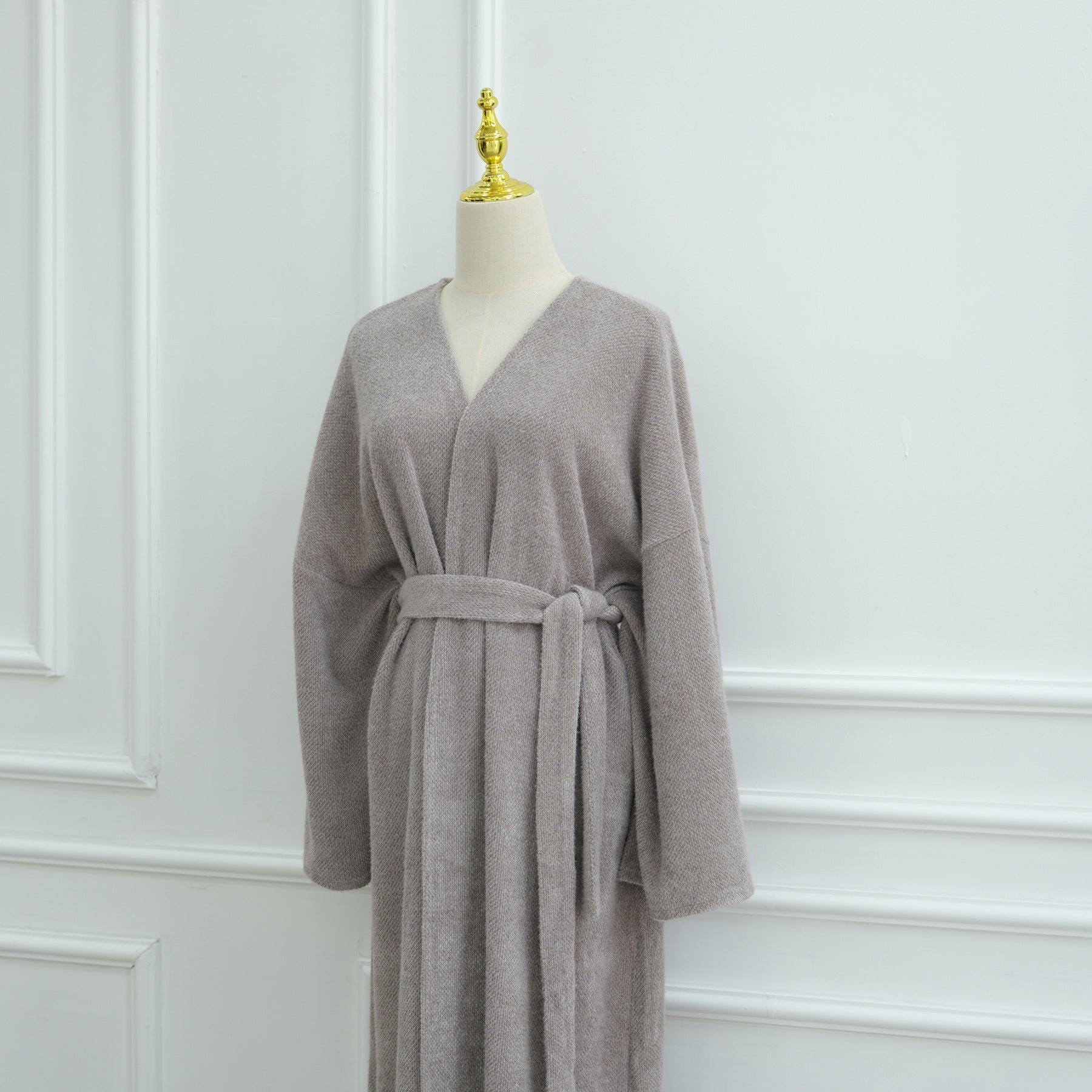 LR1125  Thick Winter Abaya Cardigan with Belt