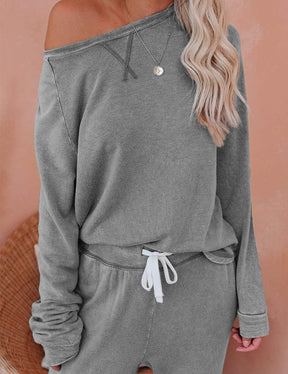 11081 Autumn and winter two-piece casual home long-sleeved T-shirt and pants