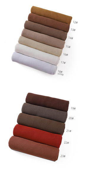 YZ201 Warna pepejal dua hujung bergulung lipit rayon selendang kedut halus nipis bernafas lembut tudung selendang tudung tudung polos/tudung Rayon Modal