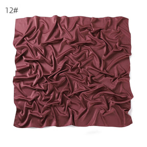 YZ104  110cm cross-border new large size breathable soft matte imitation silk color Ding pure color square scarf scarf