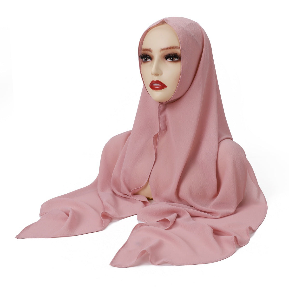 YZ317  Plain Pearl Chiffon Hijab with Built-in Magnetic Closure