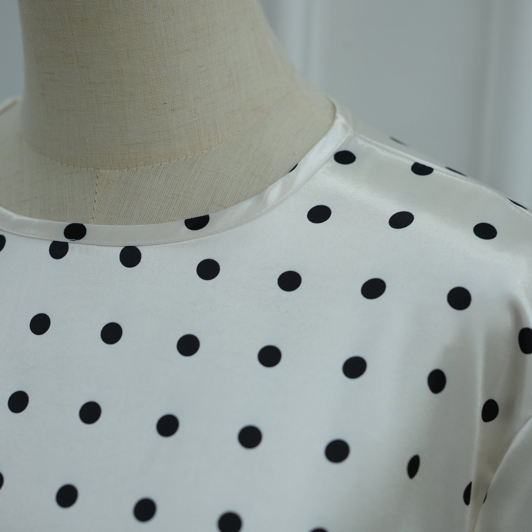 LR1357&LR1185  Lace Panel Polka Dot Polyester Top + Skirt Set