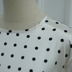 LR1357&LR1185  Lace Panel Polka Dot Polyester Top + Skirt Set