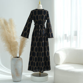 LR1095  Women's Plus Size Long Sleeve Full Embroidery Dress