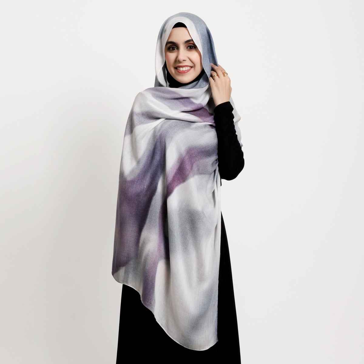 MD4-9  High quality abstract art print single stitch long scarf soft and breathable hijab