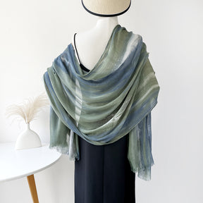 SS007  Gradient Rainbow Collection Short Tassel Crinkled Hijab