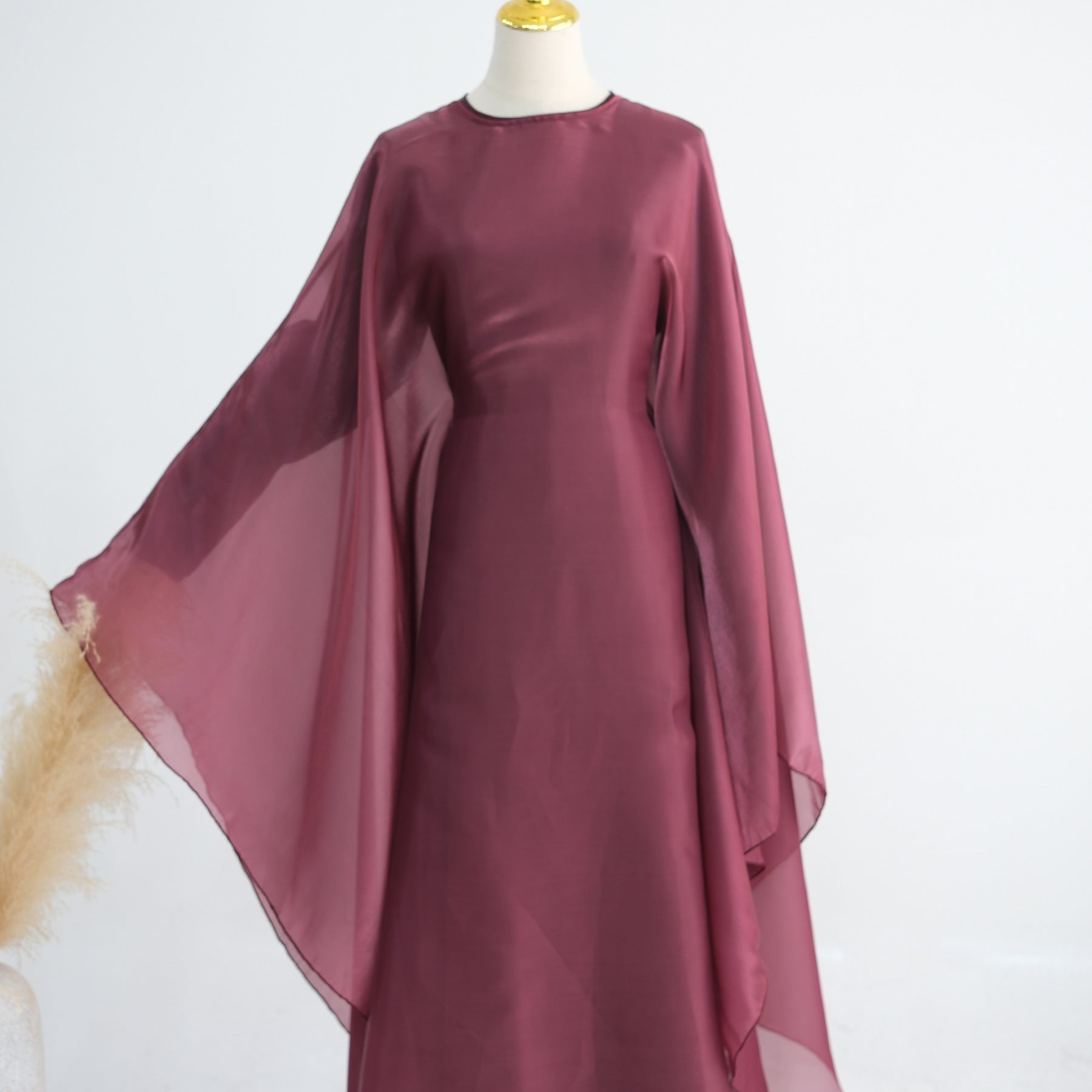 LR943+LR944  Plain elegant dress + inner + hijab set