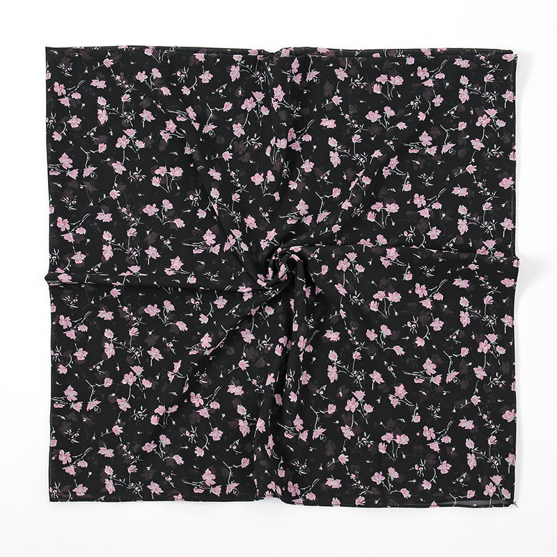 YW347  115*115CM Large Size Floral Pearl Chiffon Printed Square Scarf