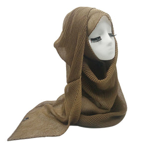 WJ349 pleated plain voile hijab scarf