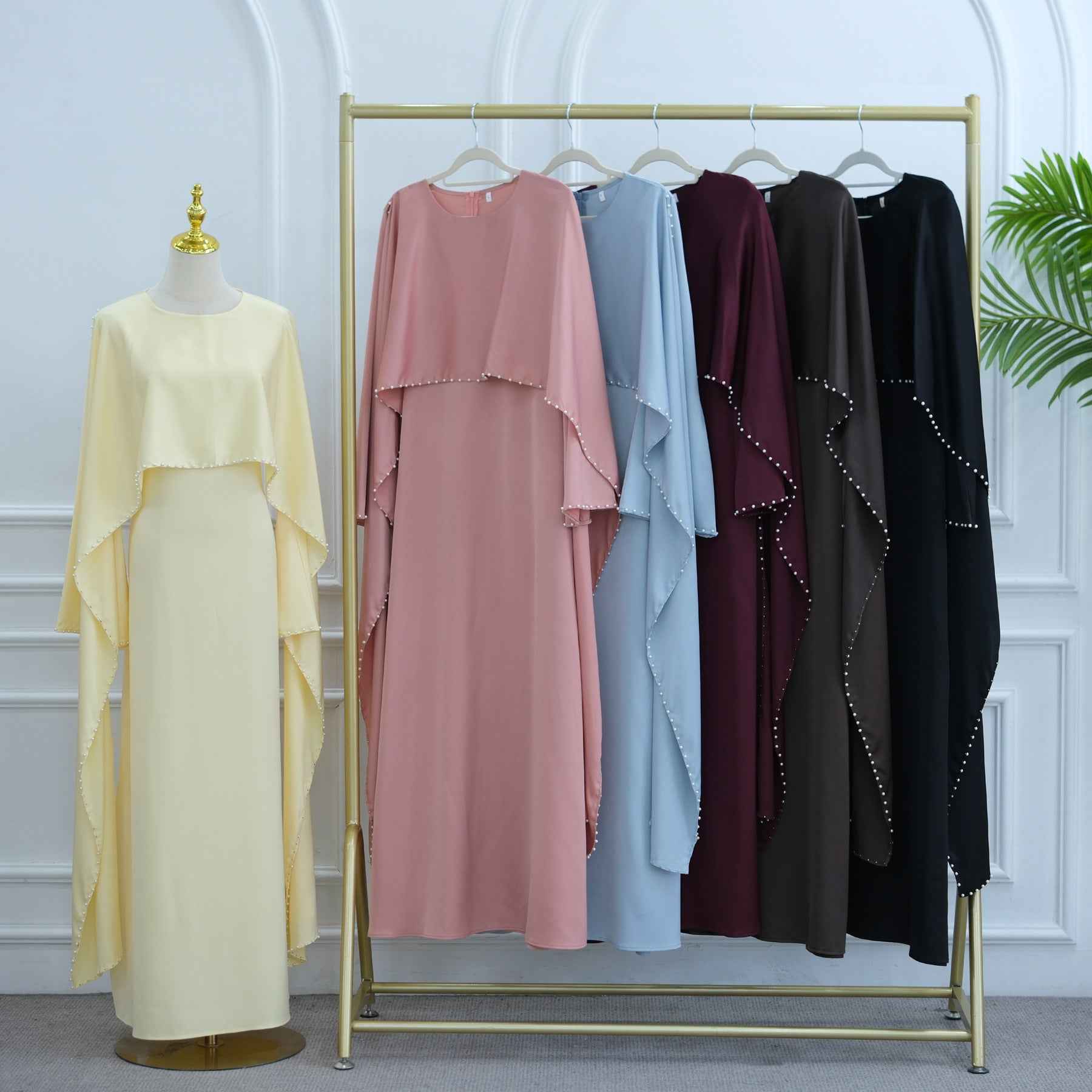 LR1134 Exquisite Pearl-Embellished Abaya – Opulent Craftsmanship, Timeless Elegance