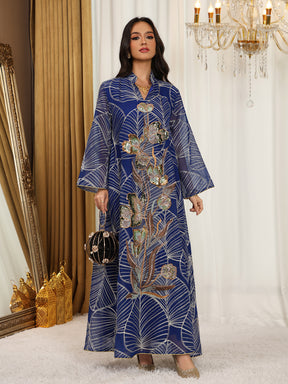 AB485  Mesh Embroidered Maxi Dress Ethnic Women's Clothing