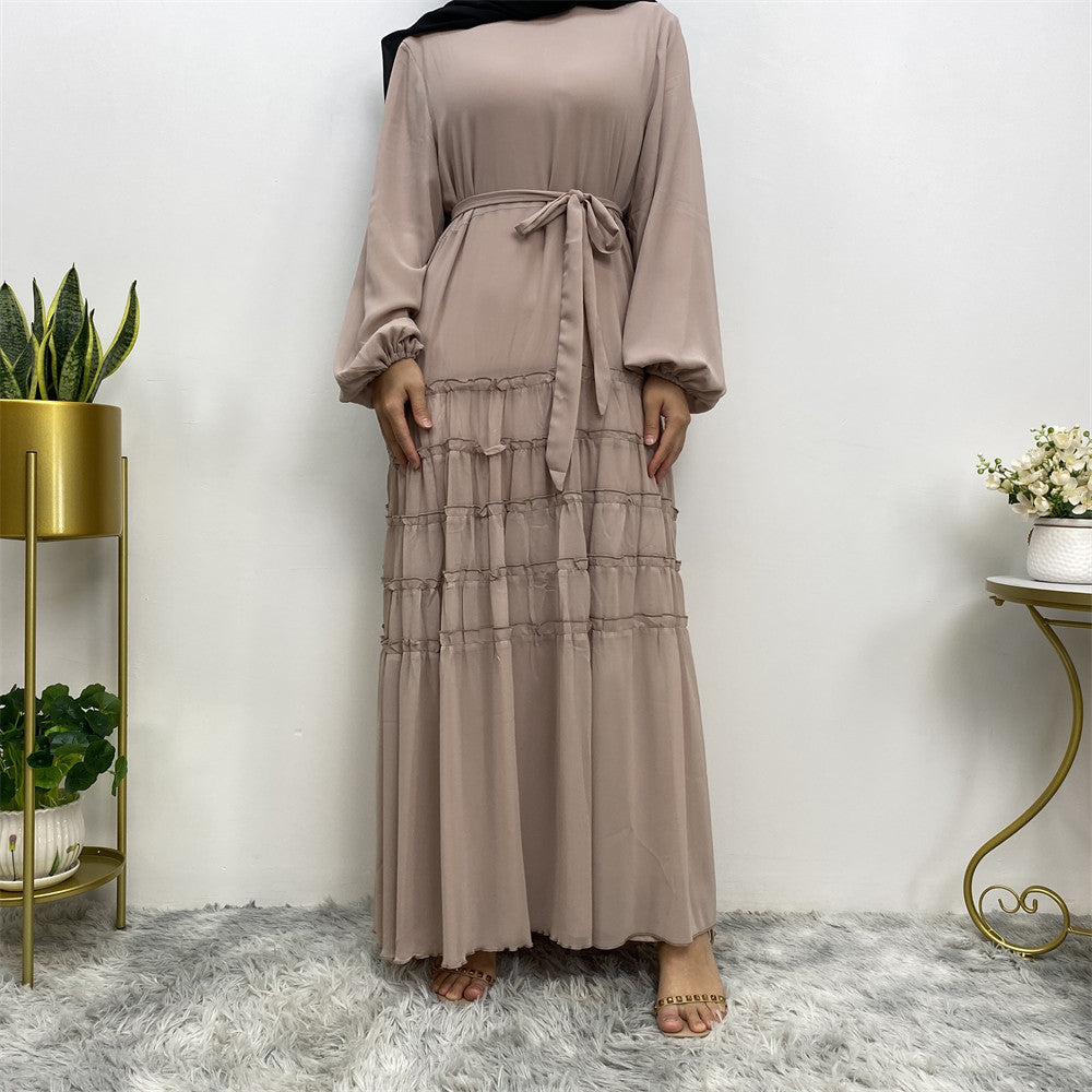 6527 plain chiffon muslim abaya dress