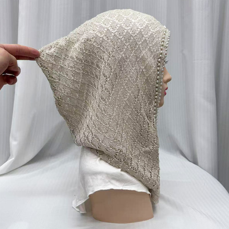 F053  Hollow-out Shiny Thread Beaded Headwrap Jersey Cap