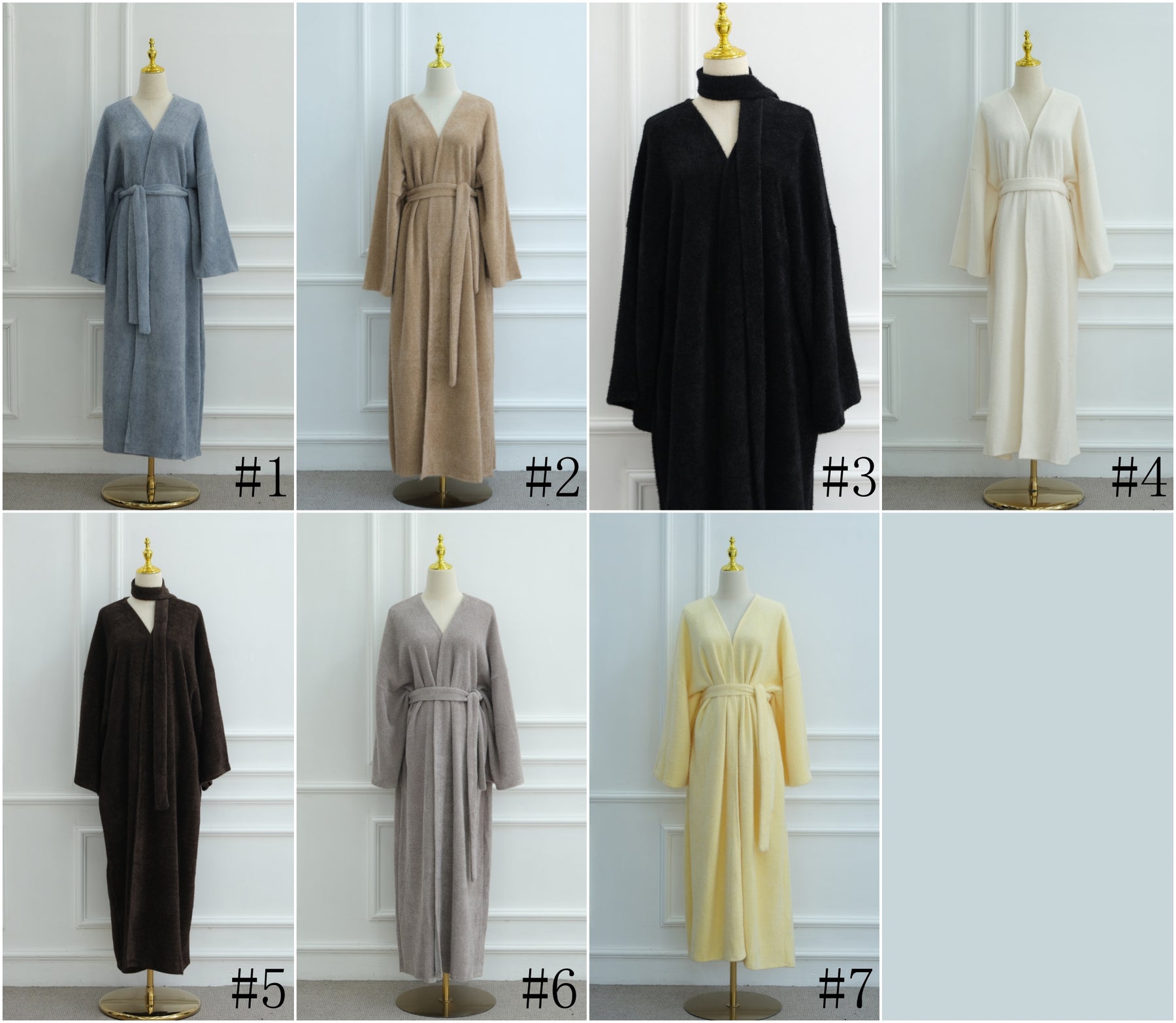 LR1125  Thick Winter Abaya Cardigan with Belt