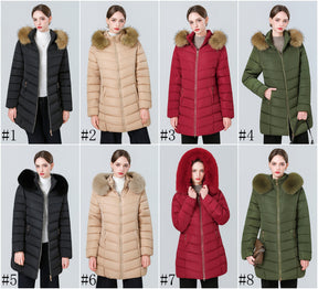 YAXF-8809  Women's Mid-Length Slim Winter Cotton-Padded Puffer Jacket