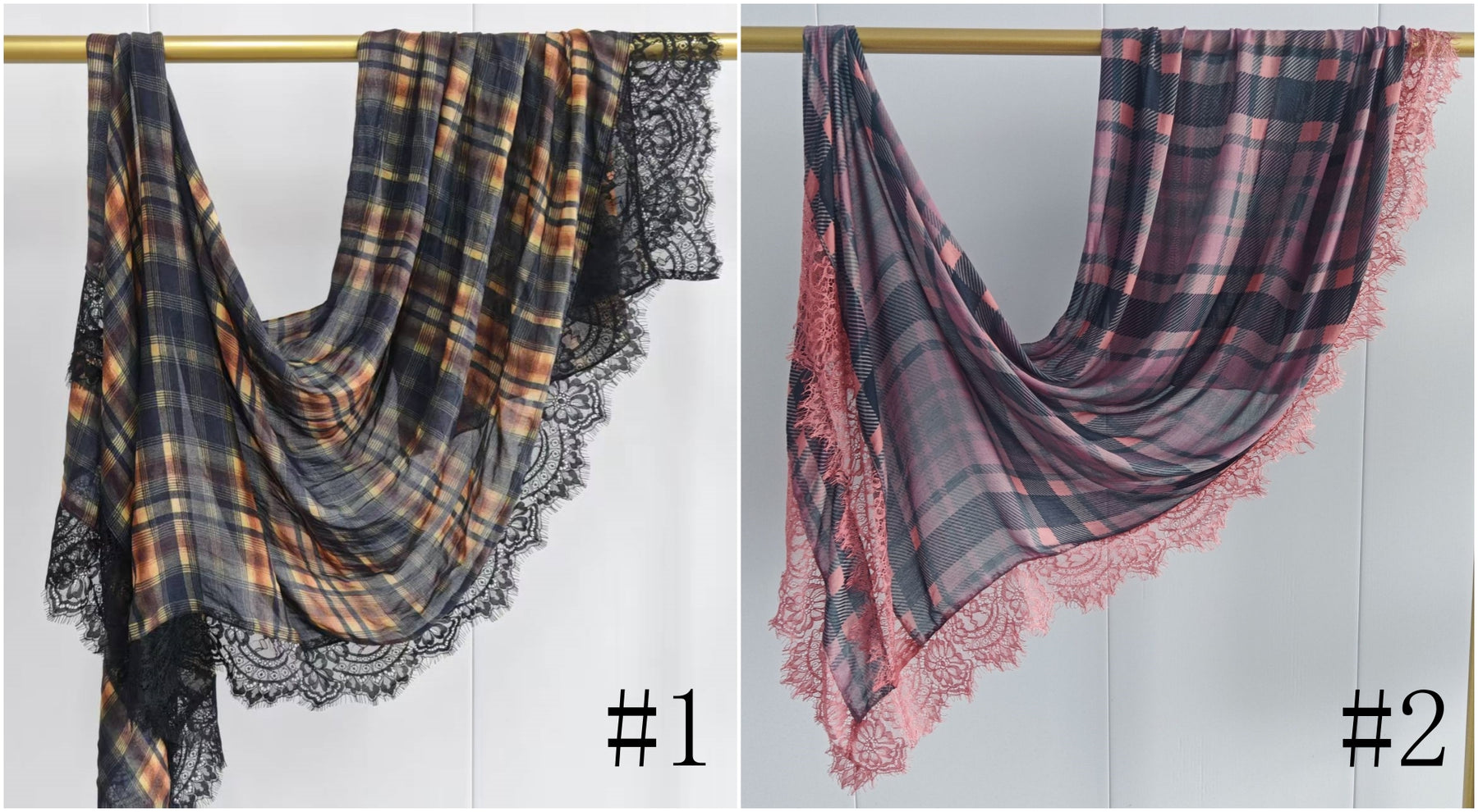 GZFJ  L-shaped lace trim printed modal double stitch hijab
