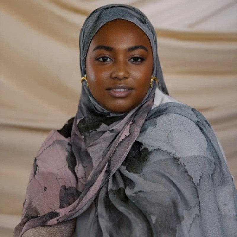 WJ001  Printed Tie-Dye Polyester Long Hijab