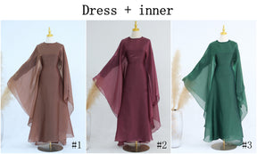 LR943+LR944  Plain elegant dress + inner + hijab set