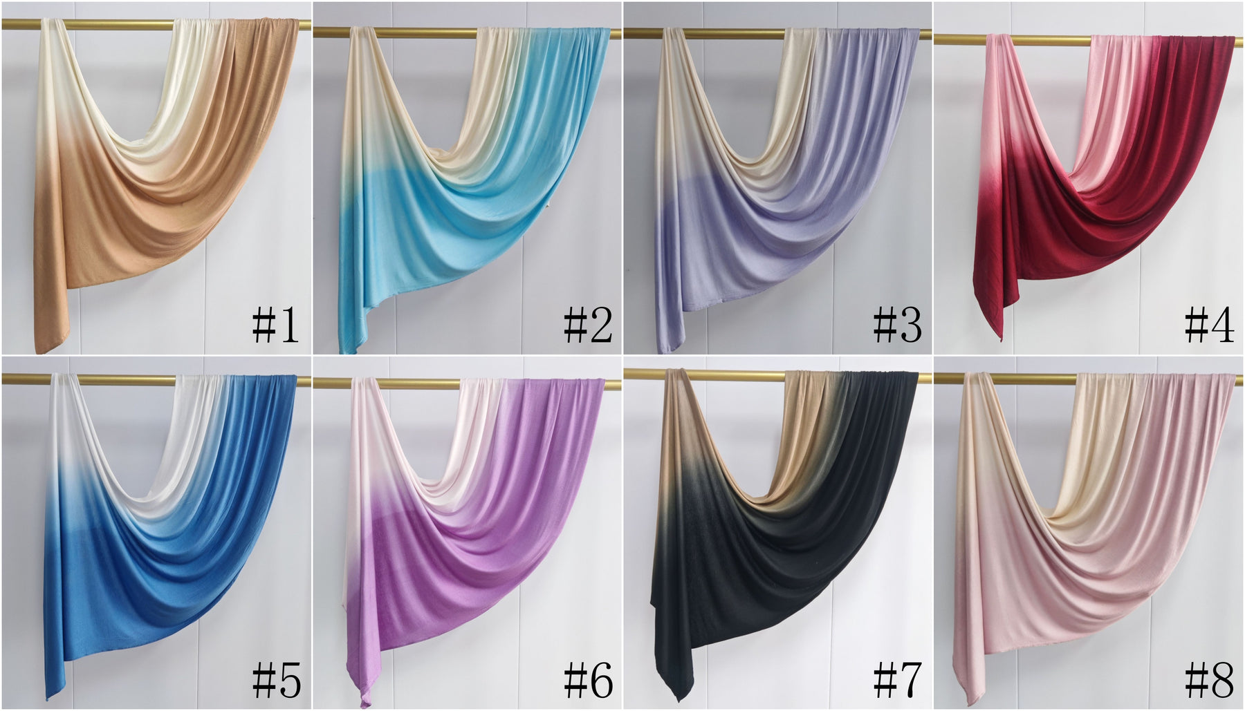 JBWJ005  High Quality Mercerized Cotton Double-Sided Gradient Printed Long Hijab