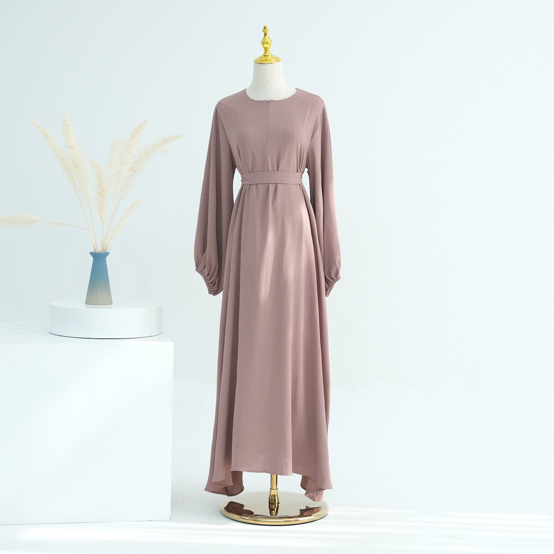 LR708  Plain Viscose Elastic Cuff Dress