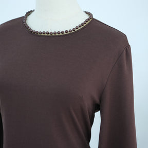 LR1167  Plain Scuba Beaded Shawl + Long Sleeve Dress Set