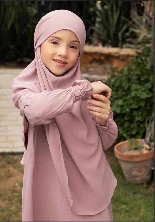 23591 Children's Solid Color Ruffle Dress & Shawl Set