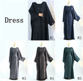 LRDB002  Fashionable printed plus size dress + hijab 2-piece set