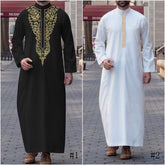 524859  Men's long-sleeve embroidered stand-collar long shirt
