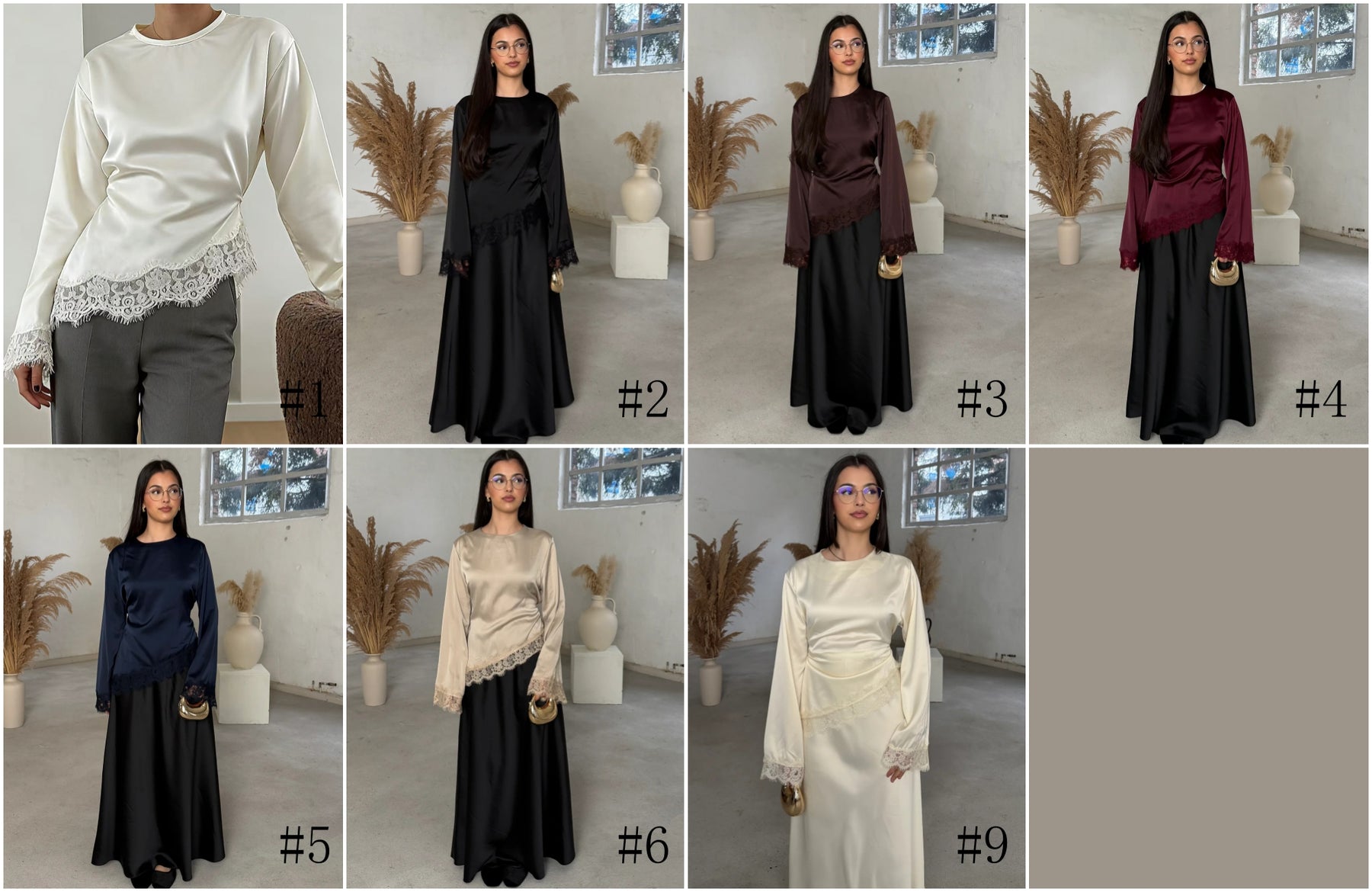 B3788  Round Neck Plain Long Sleeve Irregular Hem Lace Trim Base Layer Top