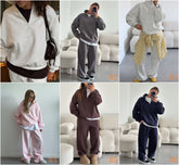 C56300  Women's Oversized Half-Zip Sweatshirt & Drawstring Sweatpants Set