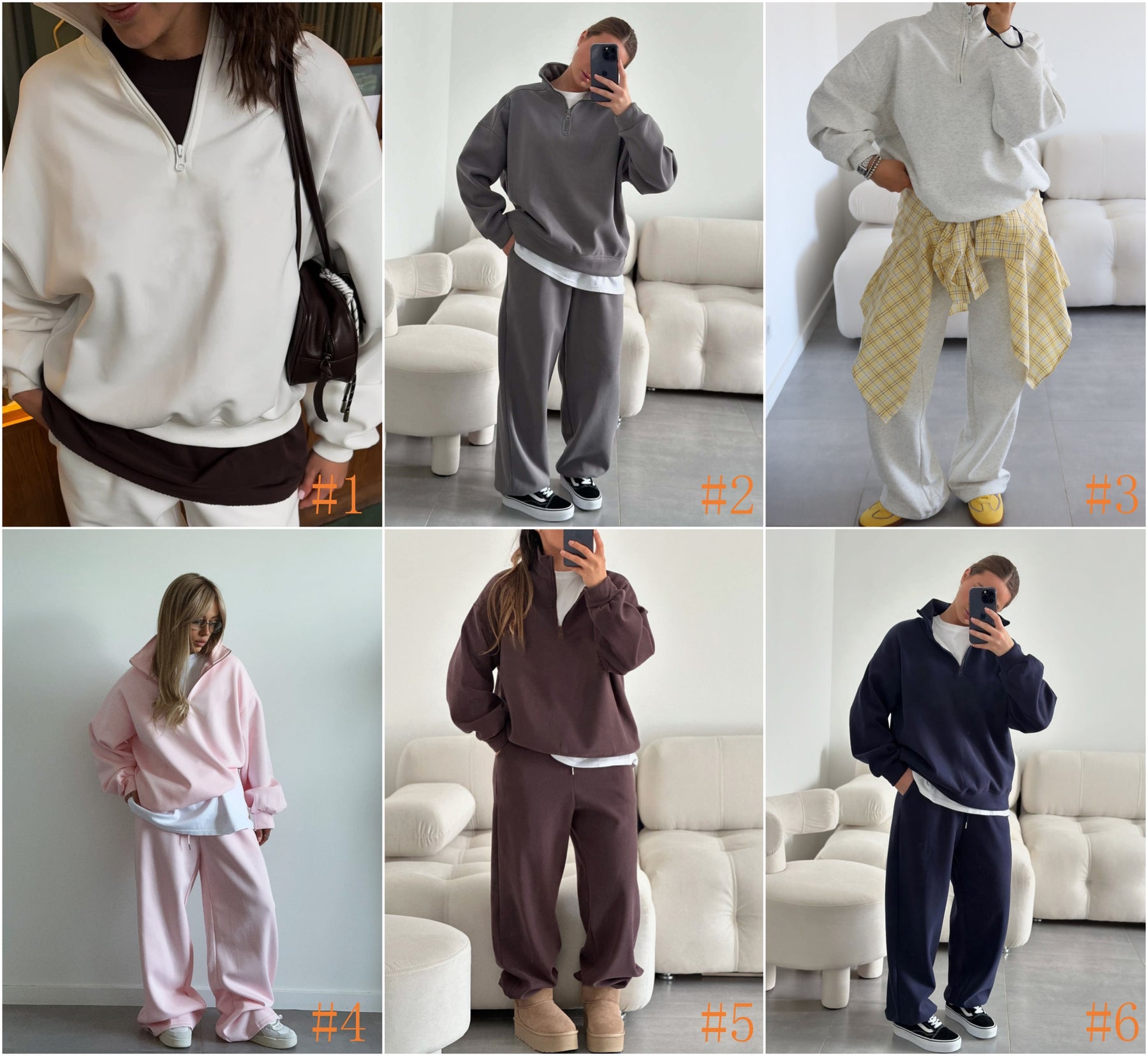 C56300  Women's Oversized Half-Zip Sweatshirt & Drawstring Sweatpants Set
