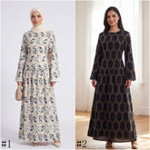 LR1095  Women's Plus Size Long Sleeve Full Embroidery Dress