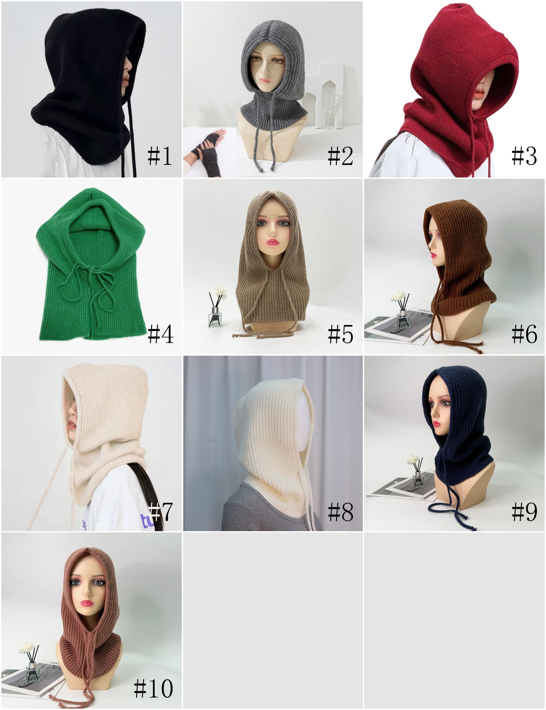 CGS-M380  Plain Jersey Knit Acrylic Hijab Cap Gloves Set