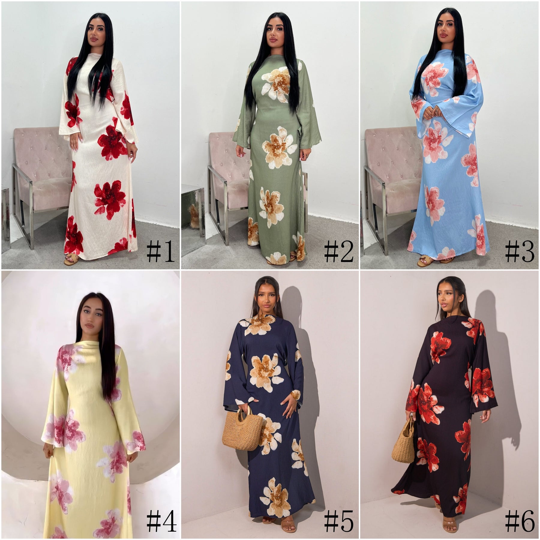 LR1063  Women's Printed Ankle-Length Dress with Slimming Waist