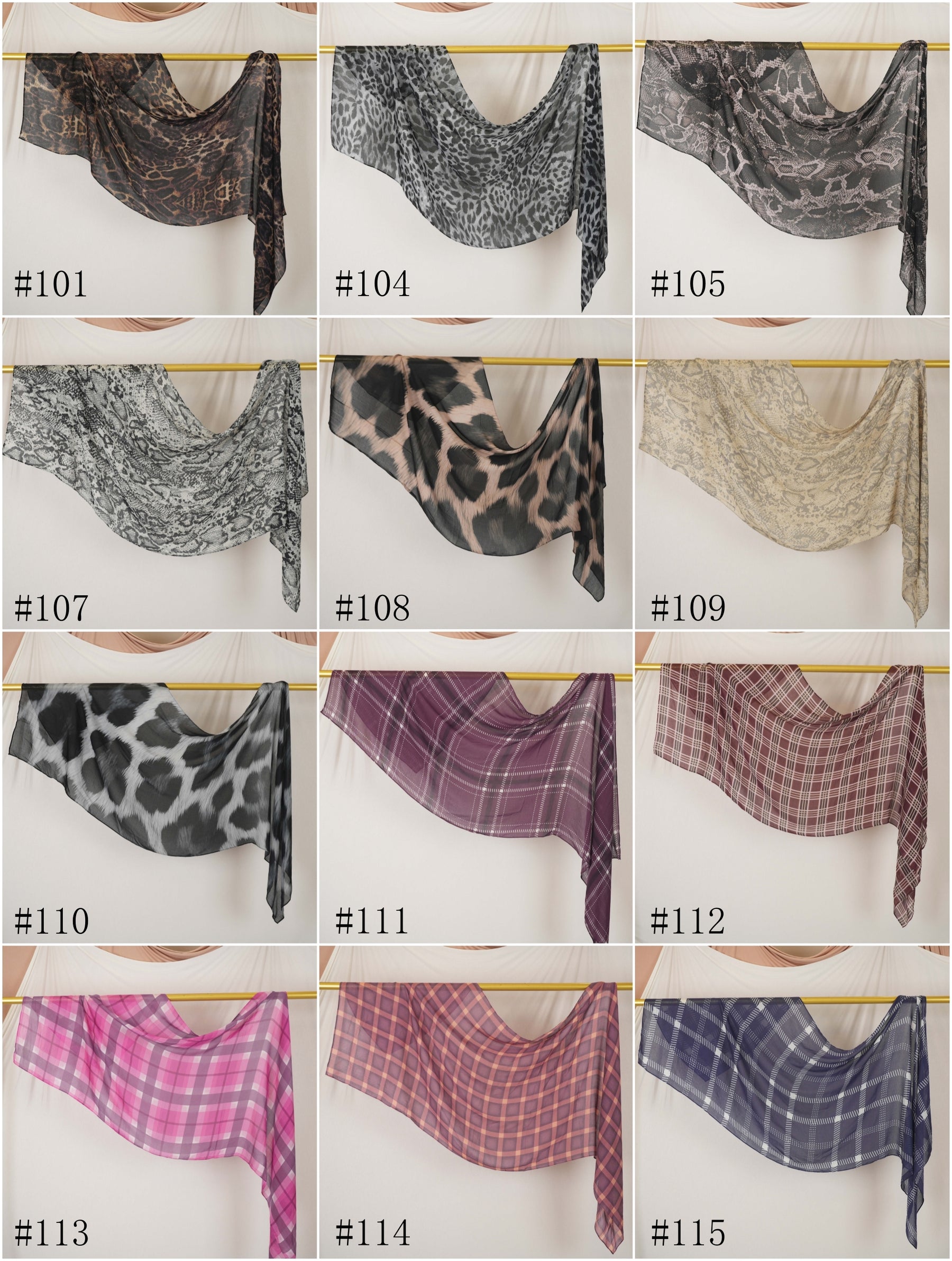 DL001  Modal printed hijab with square corners and rolled hem