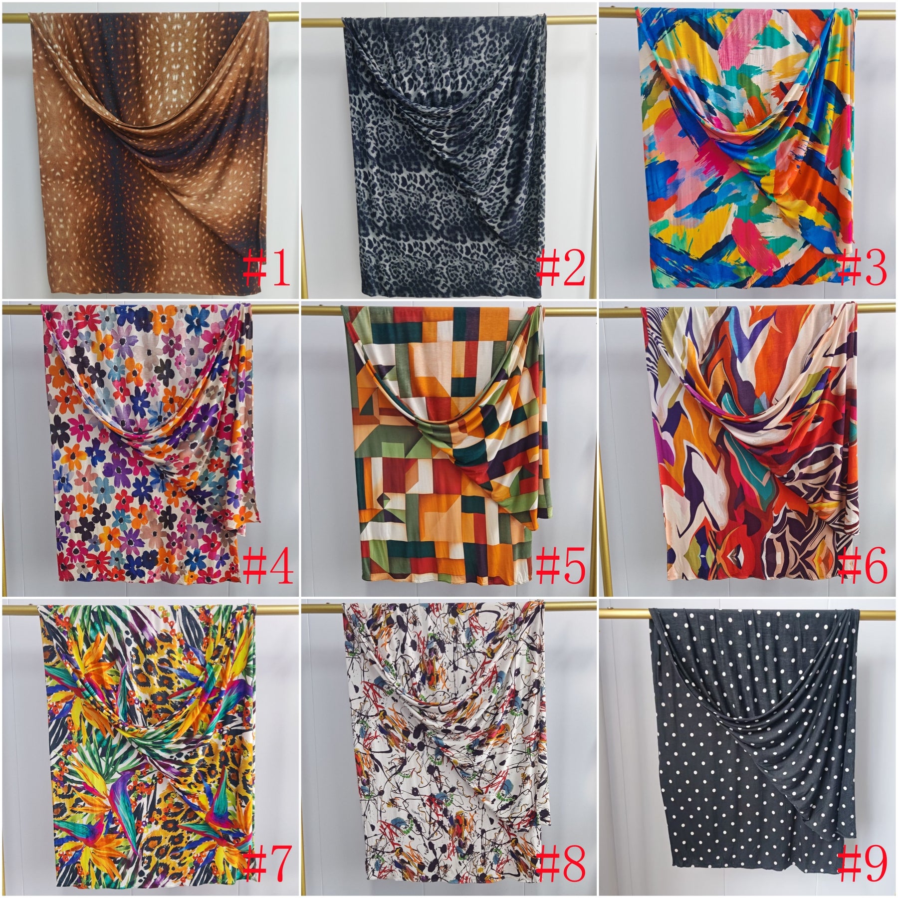 JB099  Mercerized Cotton Double Sided Watercolor Marble Print Long Hijab