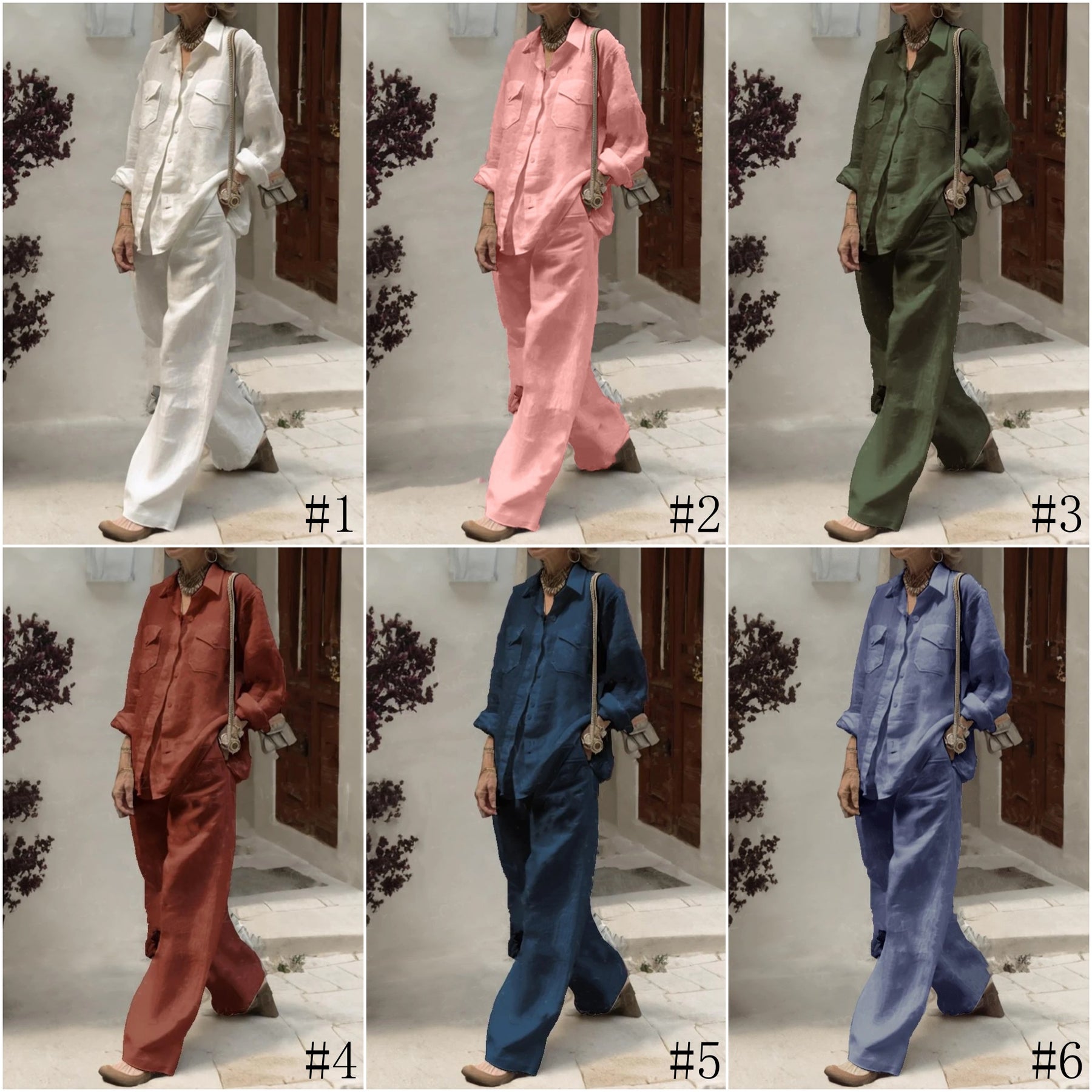 136  Women's Long Sleeve Shirt & Loose Pants Two-Piece Set for Autumn