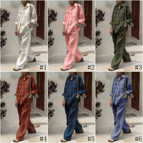 136  Women's Long Sleeve Shirt & Loose Pants Two-Piece Set for Autumn