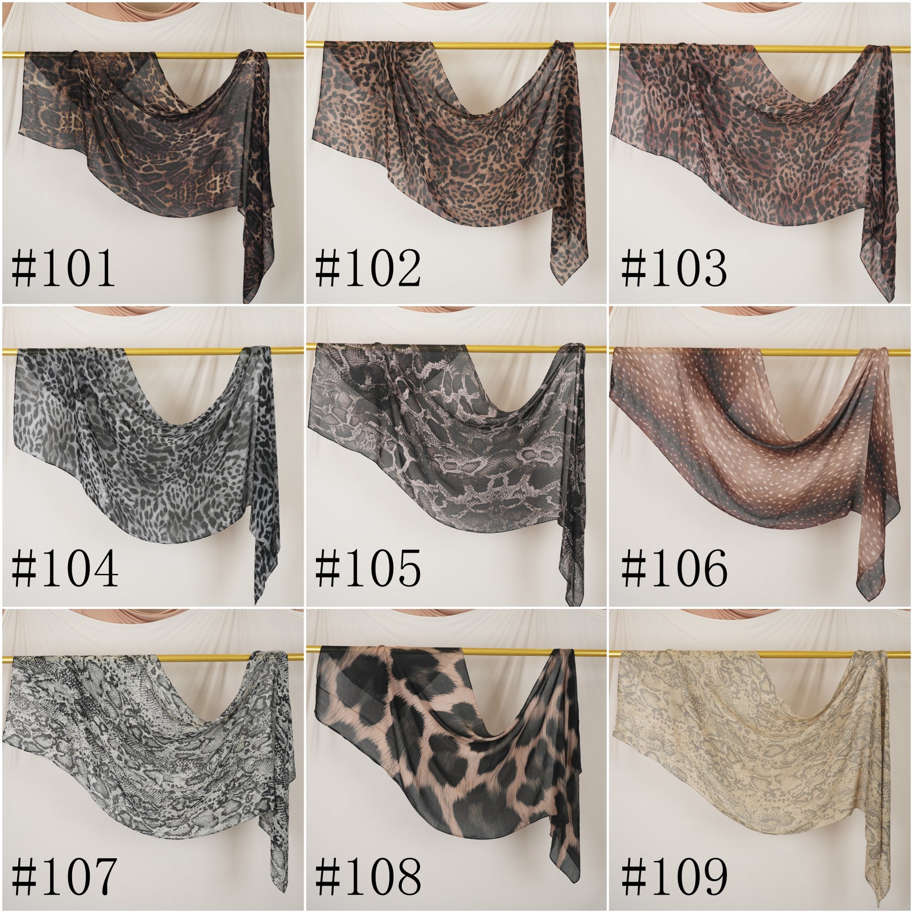 DL001  Modal printed hijab with square corners and rolled hem