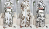 SMWT  Ink-Wash Print Batwing Cardigan + Hijab Set