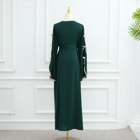 LR962+LR1003 Plain Bow Abaya Dress Set